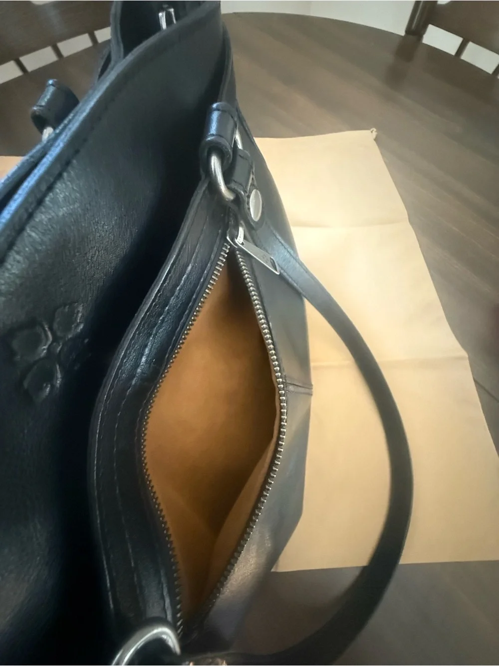 Patricia Nash Black Leather Shoulder Tote